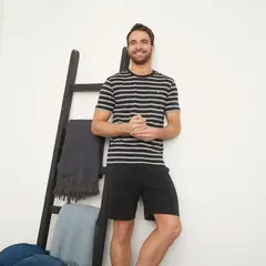 NEWPORT - Pijama Hombre Manga corta Rayas de Algodón