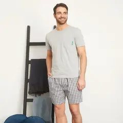 BENETTON - Pijama Hombre Manga corta de Cuadros de Algodón