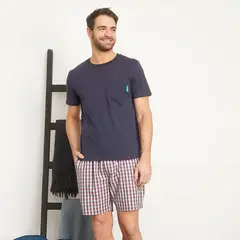 BENETTON - Pijama Hombre Manga corta de Cuadros de Algodón