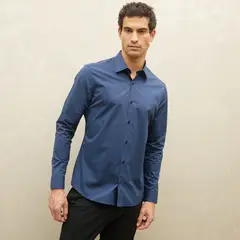 WOLF&HANK - Camisa Hombre Manga larga Slim de Algodón