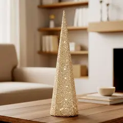 MICA - Adorno Árbol de Navidad: Pino Plateado 50 cm (No incluye baterias)