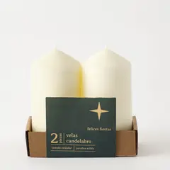 MICA - Vela Navideña: Set x2 Pilar 12 cm