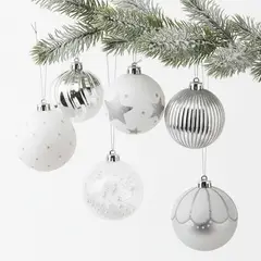 MICA - Bola de Navidad Blanco: Set x6 8 cm