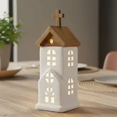 MICA - Figura Navideña: Casa Madera 24.5 cm