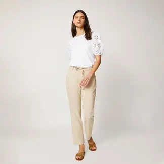 UNIVERSITY CLUB - Camiseta Mujer con Ojalillo Manga corta de Algodón