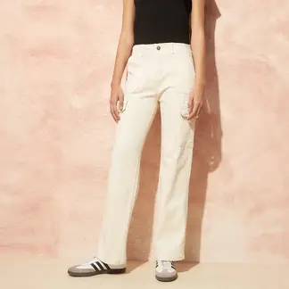 BASEMENT - Pantalón Cargo para Mujer Tiro alto de Algodón