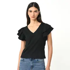 BASEMENT - Blusa Mujer Manga corta globo de Algodón