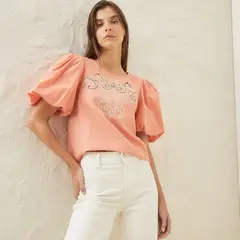 BASEMENT - Blusa Mujer Manga corta de Lino