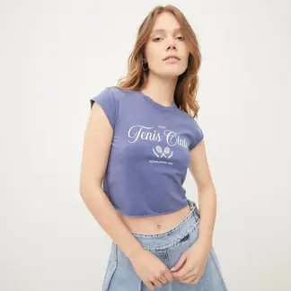 SYBILLA - Camiseta Mujer con Estampado Manga corta de Algodón