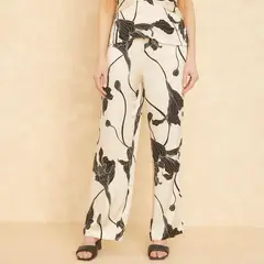 APOLOGY - Pantalón Recto Mujer Tiro alto con Flores