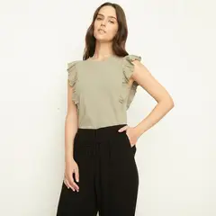 UNIVERSITY CLUB - Blusa Mujer con Boleros Sin mangas de Algodón