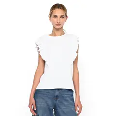 UNIVERSITY CLUB - Blusa Mujer con Boleros Sin mangas de Algodón