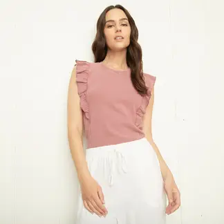 UNIVERSITY CLUB - Blusa Mujer con Boleros Sin mangas de Algodón