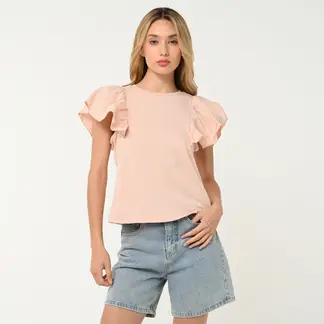 SYBILLA - Blusa Mujer con Boleros Manga corta globo de Algodón