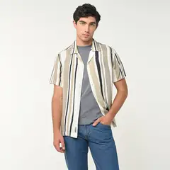 BEARCLIFF - Camisa Hombre Manga corta de Rayas