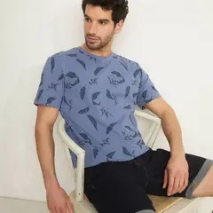 NEWPORT - Camiseta Hombre Manga corta con Estampado de Algodón