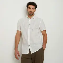 NEWPORT - Camisa Hombre de Rayas Manga corta Recto de Algodón