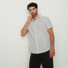 NEWPORT - Camisa Hombre de Rayas Manga corta Recto de Algodón