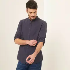 BASEMENT - Camisa Hombre Manga larga Slim de Lino