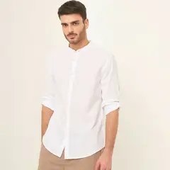 BASEMENT - Camisa Hombre Manga larga Slim de Lino