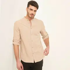 BASEMENT - Camisa Hombre Manga larga Slim de Lino