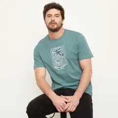 NEWPORT - Camiseta Hombre Manga corta con Estampado de Algodón