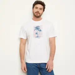 NEWPORT - Camiseta Hombre Manga corta con Estampado de Algodón