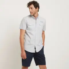 UNIVERSITY CLUB - Camisa Hombre Manga corta Slim de Algodón