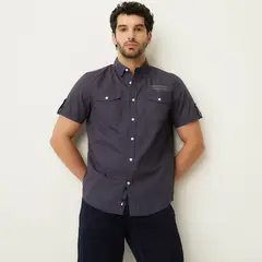 UNIVERSITY CLUB - Camisa Hombre Manga corta Slim de Algodón