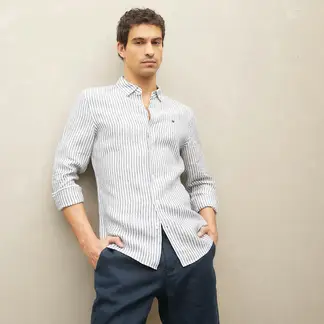 WOLF & HANK - Camisa Hombre Manga larga Slim de Lino