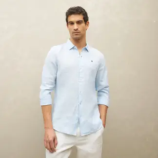 WOLF & HANK - Camisa Hombre Manga larga Slim de Lino
