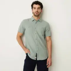 UNIVERSITY CLUB - Camisa Hombre Manga corta Slim de Lino