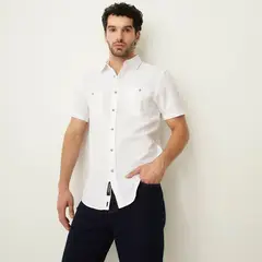 UNIVERSITY CLUB - Camisa Hombre Manga corta Slim de Lino
