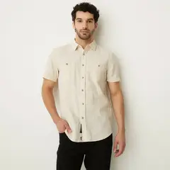 UNIVERSITY CLUB - Camisa Hombre Manga corta Slim de Lino