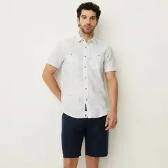 UNIVERSITY CLUB - Camisa Hombre Manga corta Slim de Lino