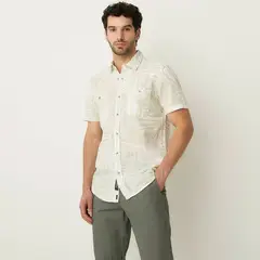 UNIVERSITY CLUB - Camisa Hombre Manga corta Slim de Lino