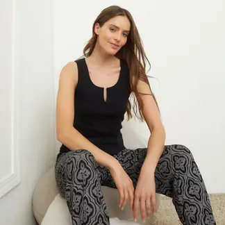 BLU - Camiseta de pijama Mujer Sin mangas de Algodón