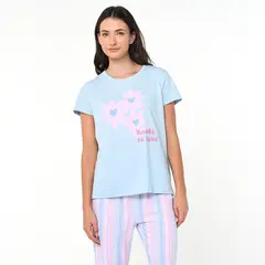 SYBILLA - Camiseta de pijama Mujer Manga corta de Algodón