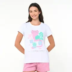 SYBILLA - Camiseta de pijama Mujer Manga corta de Algodón