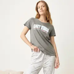 SYBILLA - Camiseta de pijama Mujer Manga corta de Algodón