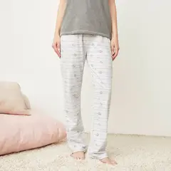SYBILLA - Pantalón de pijama Mujer Largo con Estampado de Algodón
