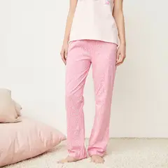 SYBILLA - Pantalón de pijama Mujer Largo con Estampado de Algodón
