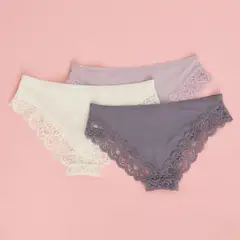 BLU - Hipsters Pack de 3 Encaje Mujer