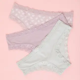 BLU - Calzón bikini Pack de 3 Encaje Mujer