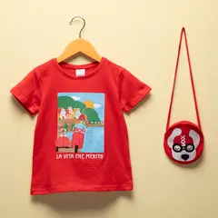 YAMP - Camiseta Niña con Estampado Manga corta Algodón
