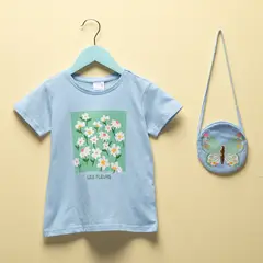 YAMP - Camiseta Niña con Estampado Manga corta Algodón