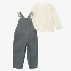 YAMP - Set Jardinera + Camiseta manga larga para Bebé niño en Algodón
