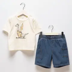 YAMP - Set Camiseta manga corta + Short para Bebé niño en de Algodón
