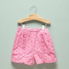 YAMP - Short para Bebé niña con Ojalillo Cintura elásticada de Algodón
