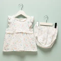 YAMP - Set Vestido + Calzón para Bebé niña en Algodón
